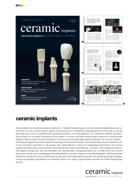 Cover bild gehörig zu Mediadaten Ceramic Implants